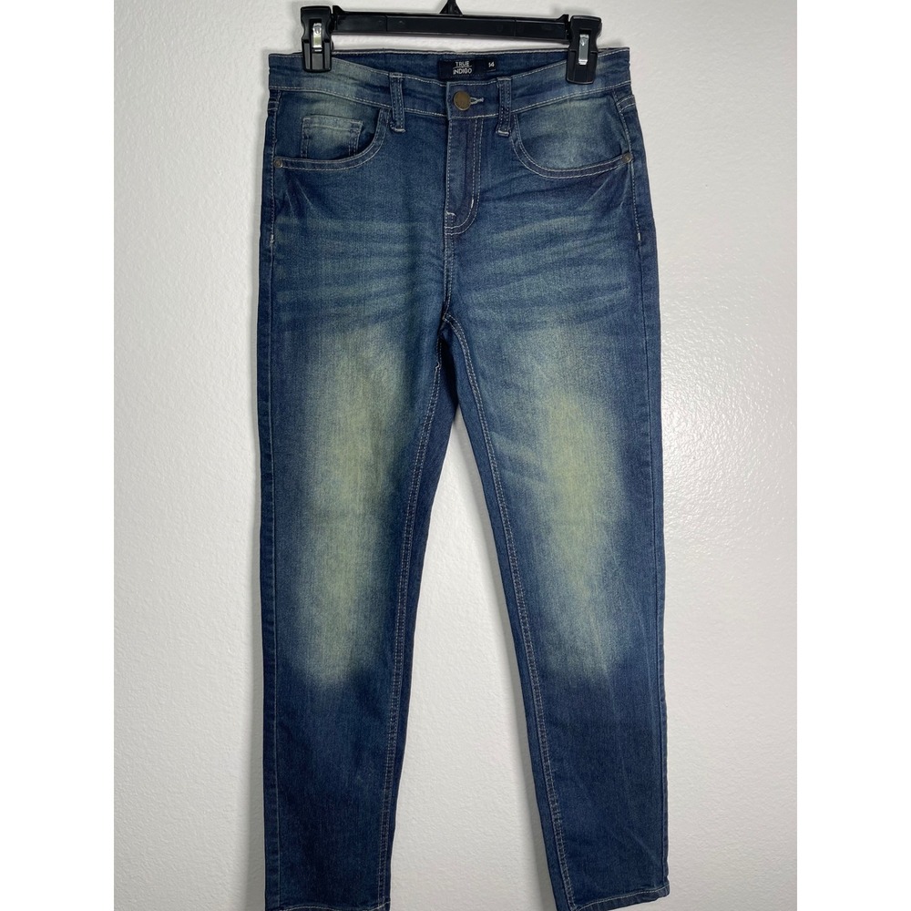 True Indigo Girls Skinny Jeans Medium Wash Stretch Denim Size 14